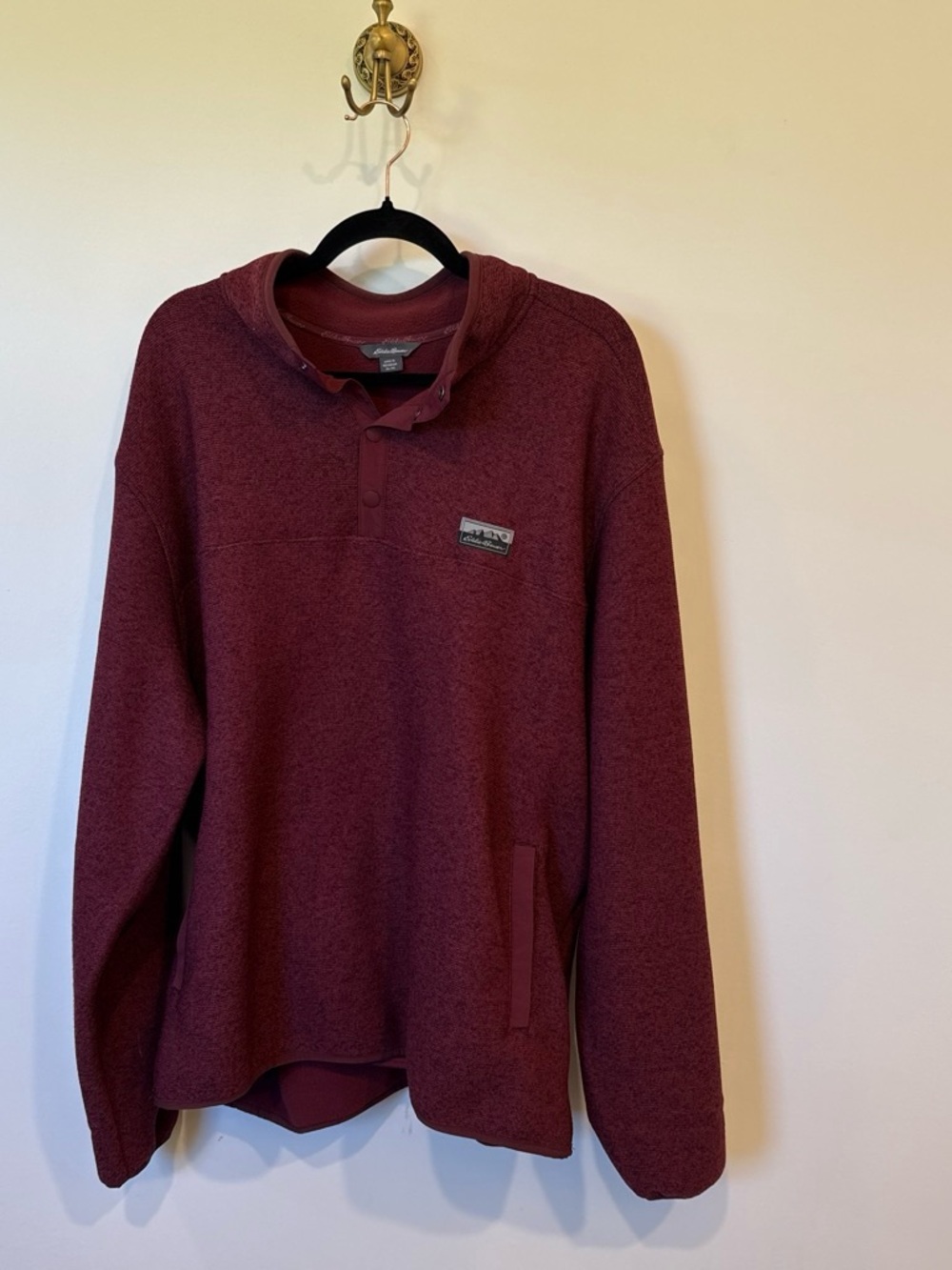 Eddie Bauer Men’s Burgundy Quarter-Snap Pullover Sweater